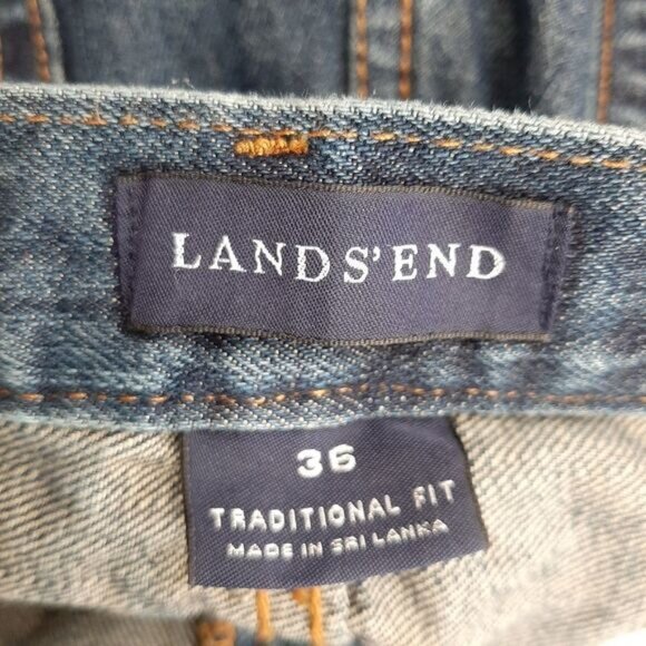 LANDS' END | Traditional Fit Comfort Waist Blue Jeans Men's Sz 36 Flawed - Picture 9 of 10
